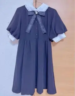 ブラック ボウタイ付きワンピース