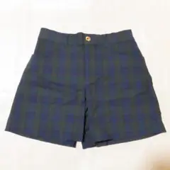 TIGORA チェック ボックスキュロット ネイビー/グリーン L
