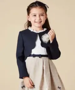 ネイビー フリル付きショートジャケット