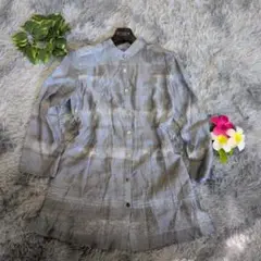 【Liliane Burty】 グレー長袖シャツ （S）ノーカラー トップス