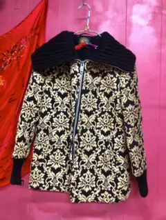 391.リブ付きブルゾン 黒×金 ビンテージ 【古着】