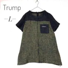 Trump トランプ ニット 半袖チュニック L バイカラー
