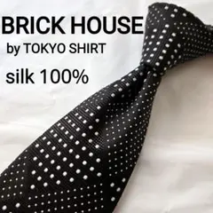 美品　BRICK HOUSE シルク100% ネクタイ グレー　チェック　シルク