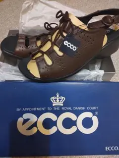 新品未使用 ecco ブラウン レースアップサンダル