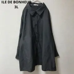 【ILE DE BONHEUR】ストライプ柄 ダークグレー スプリングコート３L