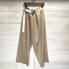 ジンティ　カジュアルパンツ　ワイド　L　ベルト　ウエストゴム　ベージュ