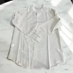 ベージュ スタンドカラーシャツ 3XL ゆったりサイズ　オールシーズン対応