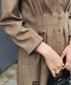 RIM.ARK Classical check long dress ウール混