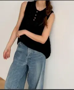 キャナルジーン ヘンリーバルーンニットタンクトップ
