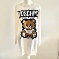 MOSCHINO モスキーノ ロゴ ニットワンピース 白
