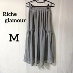 タグ付 Riche glamourフレアスカート ゴムウエスト グレー M