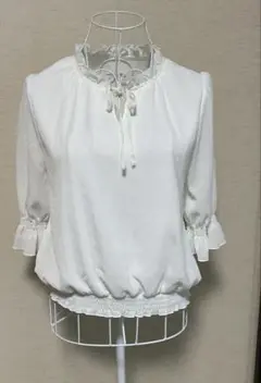 Feroux シフォンブラウス　ベロアリボン