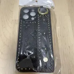 iPhone 14ProMax用 ブラック ケース スタッズ付き