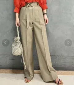 MACPHEE スラブツイル ベルテッドワイドパンツ