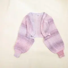 チップクリップ ニットボレロ カーディガン パステル ピンク ぽわん袖 美品