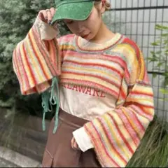 HELLO.SANFRANCISCO マルチボーダーリボンニット