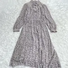 美品　総柄　花柄 長袖 ロングワンピース　フリーサイズ　F 日本製