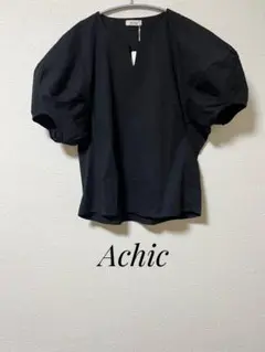 Achic【タグ付き】ボリュームスリーブ ブラウス M ブラック