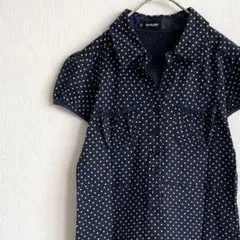 twiggy ひざ丈ワンピース シャツワンピース ドット柄 胸ポケット シンプル