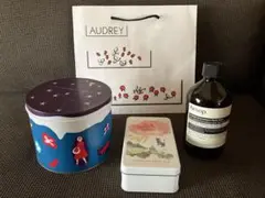 オードリー 2024クリスマス缶紙袋LEXUS 和紅茶缶　Aesop 空き容器