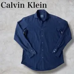 Calvin Klein カルバンクライン　ネイビー ストライプ 長袖シャツ M