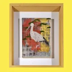 和田雄一「メデタキトリ」日本画 共シール付 個展多数作家 送込