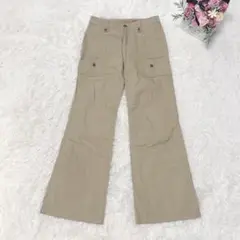 7701 オゾック カジュアルパンツ セミフレア シンプル フレア ベージュ