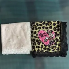 ミニーマウス レオパード柄 &ミッキーマウス ハンカチ ２枚セット