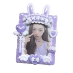 799♡ ホイップデコ　ラメ入りパープル　紫　うさ耳魔法ステッキ　レースアップ