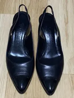 CHANEL シャネル スリングバックパンプス 35 ブラック 7cmヒール