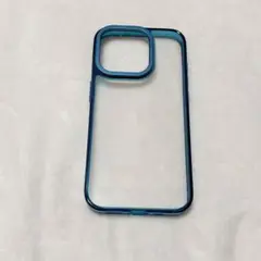 TPUバンパー 背面クリア PC iPhone 15 Pro ケース　水色