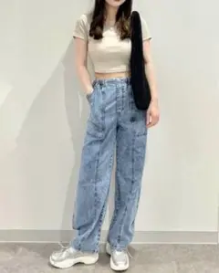 【新品未使用タグ付き】GU リブミニT(半袖)+E S