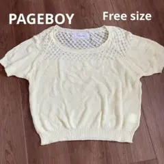 Pageboy イエローレース編み半袖ニット　F