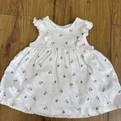ホワイト花柄ドレスロンパース付き