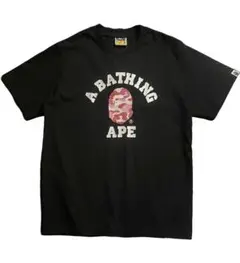 A BATHING APE BAPE 黒カモフラTシャツMサイズ ピンクロゴ入り