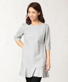 極美品 TO BE CHIC ウォシャブル ストレッチチェックチュニック 42