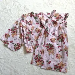 【美品】Combi mini 甚平ドレスセット いちご柄 ピンク 100 女の子