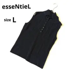 <カシミヤ100%> esseNtieL ノースリーブニットL グレー　中国製