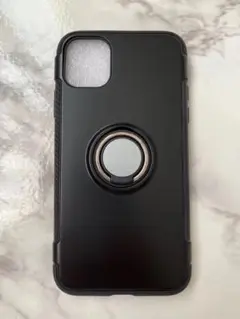 人気商品！iPhone12mini かっこいいリング付き耐衝撃ケース　ブラック黒