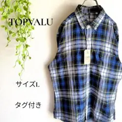 b2168【タグ付き】トップバリュ　半袖シャツ　L　チェック柄　カジュアル