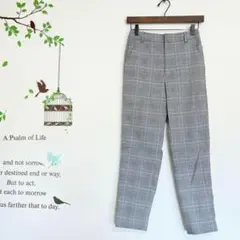 GUジーユー/グレンチェック テーパードパンツ グレー S