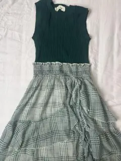 snidel/ノースリーブ ワンピース グリーン　チェック
