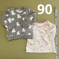 アルパカ柄グレー 長袖 トレーナー 90cm 2枚セット