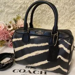 希少 コーチ ミニベネット 2way ショルダーバッグ ゼブラ柄 バイカラー