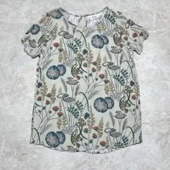 ハートフォード ボタニカル柄半袖Tシャツ M ベージュ系 ビスコース