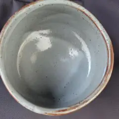 手作りグレー陶器茶碗