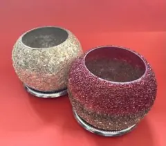 ティーキャンドルホルダー レッド&ゴールド Leonard ２個&コースター２