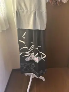 着物リメイクロングスカート　絽の着物