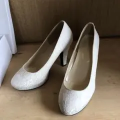 menue ハイヒール　ホワイト　レース