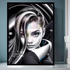 ♥美人画モノクローム［美しい眼力］フォトアートインテリアウォールデコポスターA4
